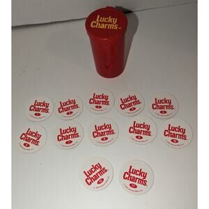 Vintage 1995 Complete Set 13 Lucky Charms Pogs Slammer Case Mint 1-12